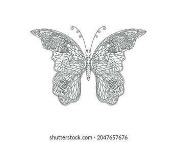 butterfly vector hand drawing art with zentangle style