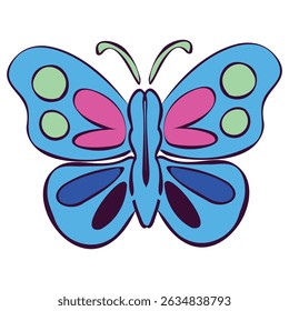 Desenho de mão de vetor borboleta. Borboleta colorida sobre um fundo branco.