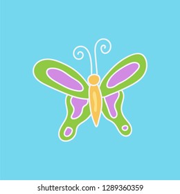 butterfly vector. hand drawn icon. insect illustration. editable stroke.