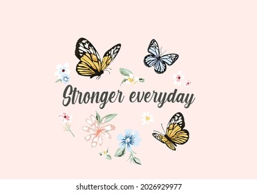 butterfly vector hand drawn lettering