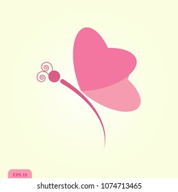 Butterfly vector with heart wings, Abstract butterfly card/logo