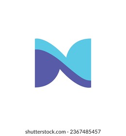 Icono vectorial de mariposa. Signo de la letra abstracta N. Símbolo cosmético minimalista de salón monograma plano. Ilustración del vector