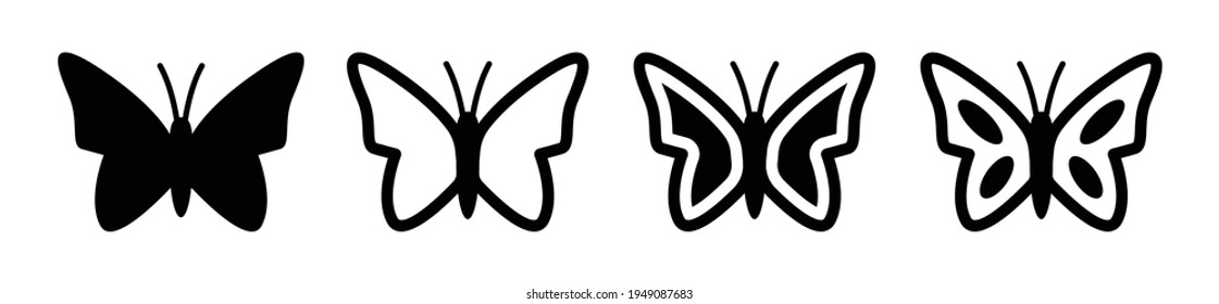 Icono vectorial de mariposa. Hermoso insecto para adorno decorativo o tatuaje.