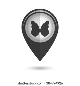 butterfly - vector icon;  black map pointer