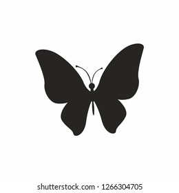 Butterfly vector icon. Black butterfly on white background
