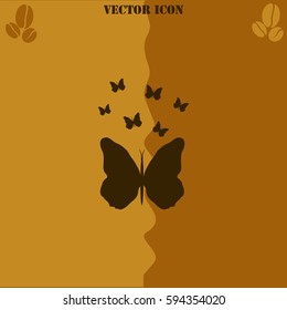Butterfly vector  icon. Coffee symbol background.