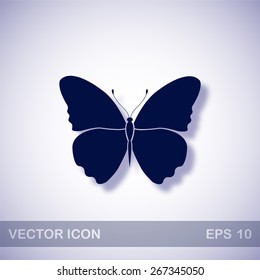 Butterfly vector icon - dark blue illustration with blue shadow