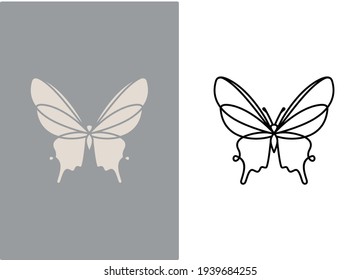 butterfly vector icon in flat and outline on gray and white background