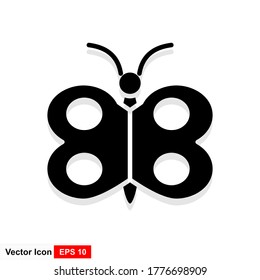Icono vectorial de mariposa en estilo plano. Concepto de insectos.