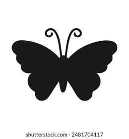 Butterfly vector icon. Flying insect. Butterflies black silhouette. Simple sign, symbol, logo, illustration.