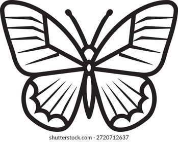 Icono de Vector de mariposa. Dibujo de línea de insectos. Arte de simetría de Naturaleza. Gráfico de criatura alada. Símbolo animal de primavera.