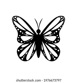 Butterfly vector icon, isolated on white background.