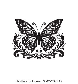 butterfly vector icon logo illustration symbol graphic doodle art silhouette illustration black and white