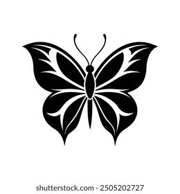 Icono de Vector de mariposa Ilustración de logotipo Símbolo gráfico Doodle Art Ilustración de silueta Blanco y negro