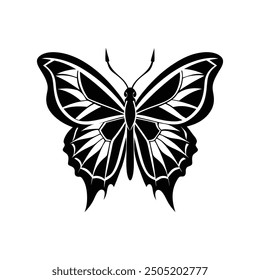 butterfly vector icon logo illustration symbol graphic doodle art silhouette illustration black and white