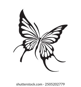 Icono de Vector de mariposa Ilustración de logotipo Símbolo gráfico Doodle Art Ilustración de silueta Blanco y negro