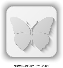 butterfly vector icon - paper button 