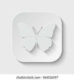 butterfly vector icon - paper button