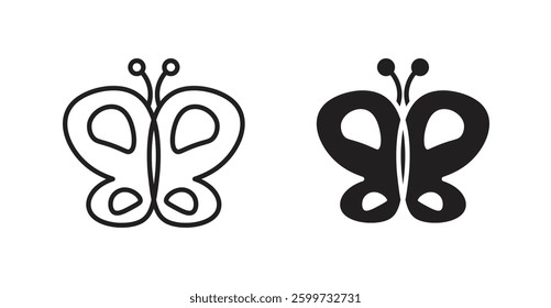 Butterfly vector icon set in black color.