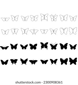 Butterfly vector icon set. insect illustration sign collection. moth symbol.