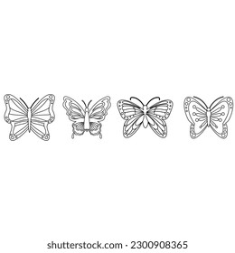 Butterfly vector icon set. insect illustration sign collection. moth symbol.
