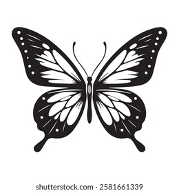 Butterfly vector icon silhouette isolated on white background