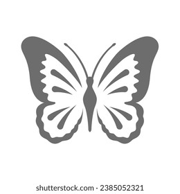 Icono vectorial de mariposa. Sencillo tatuaje negro o símbolo de logotipo.