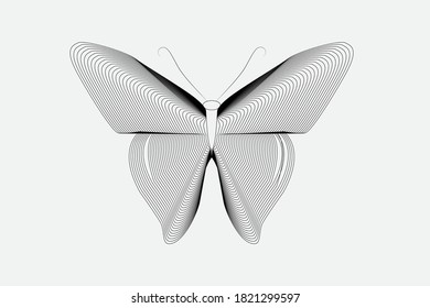 Butterfly vector Illustration with Black Line Art