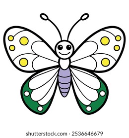 Ilustración vectorial de mariposa para libros infantiles
