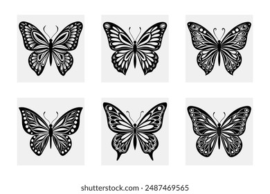 Butterfly Vector Illustration Bundle: Cartoon, Clipart, and Line Art Designs