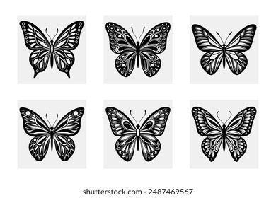 Butterfly Vector Illustration Bundle: Cartoon, Clipart, and Line Art Designs