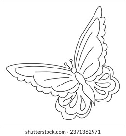 Schmetterling, Vektorgrafik. Dekoratives abstraktes doodles Design-Element. Dekorative, handgezeichnete Schmetterlingsgrafik für das Farbbuch.