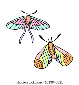 Butterfly vector illustration. Doodle style. Design, print, logo, decor, textile, paper.