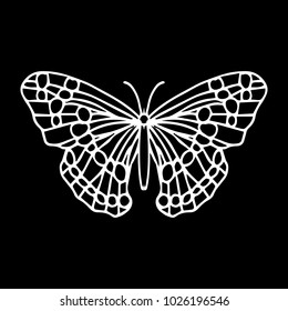 Butterfly vector illustration. Doodle style. Design, print, logo, decor, textile, paper