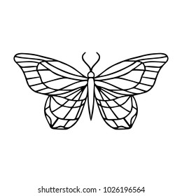 Butterfly vector illustration. Doodle style. Design, print, logo, decor, textile, paper