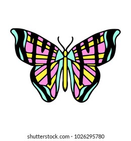 Butterfly vector illustration. Doodle style. Design, print, logo, decor, textile, paper