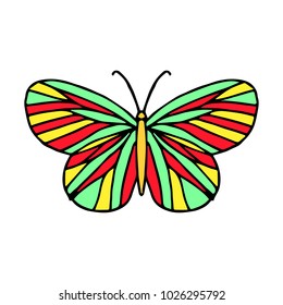 Butterfly vector illustration. Doodle style. Design, print, logo, decor, textile, paper