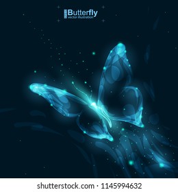 Blue Glowing Butterfly Png Black Background - Draw-ever