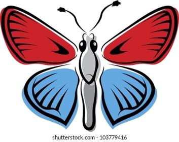 Butterfly. Vector illustration (EPS8). All parts (object) closed, possibility to edit, without transparence.