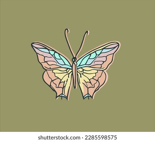 Schmetterlingsvektorgrafik, handgezeichnet. Dorfschmetterling Tierskizze Kunstgrafik.
