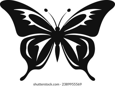 mariposa, ilustración vectorial aislada en fondo blanco, dibujo manual, tinta