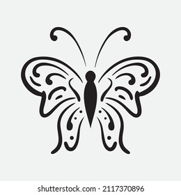 Ilustración vectorial de mariposa aislada en fondo blanco.