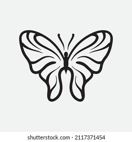 Ilustración vectorial de mariposa aislada en fondo blanco.