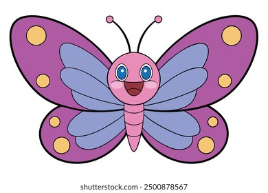 Butterfly Vector Illustration | Kawaii, Linocut, Cartoon, Clipart, and Line Art Designs.