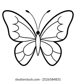 Ilustração vetorial borboleta com arte em linha.