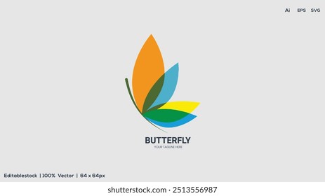 Butterfly vector illustration logo design, colorful butterfly