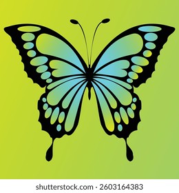 butterfly vector illustration, butterfly on a green leaf color