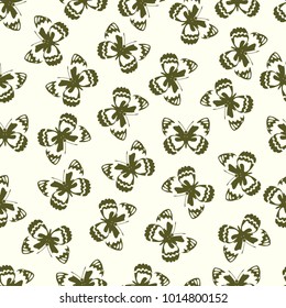 Butterfly vector illustration on a seamless pattern background. Set of elements