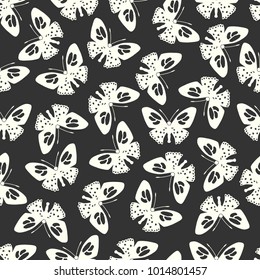 Butterfly vector illustration on a seamless pattern background. Set of elements