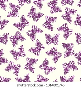Butterfly vector illustration on a seamless pattern background. Set of elements